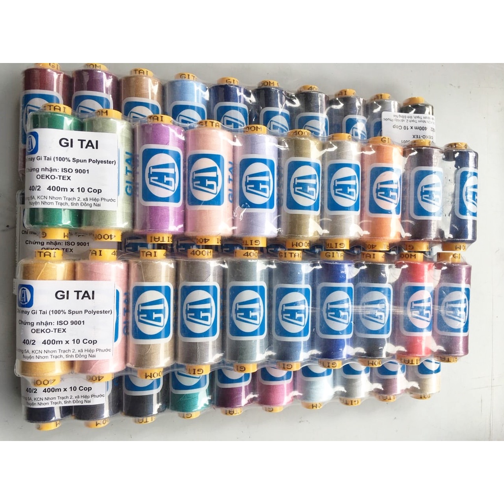 Set 10 cuộn chỉ may Gitai 400m 10 màu khác nhau