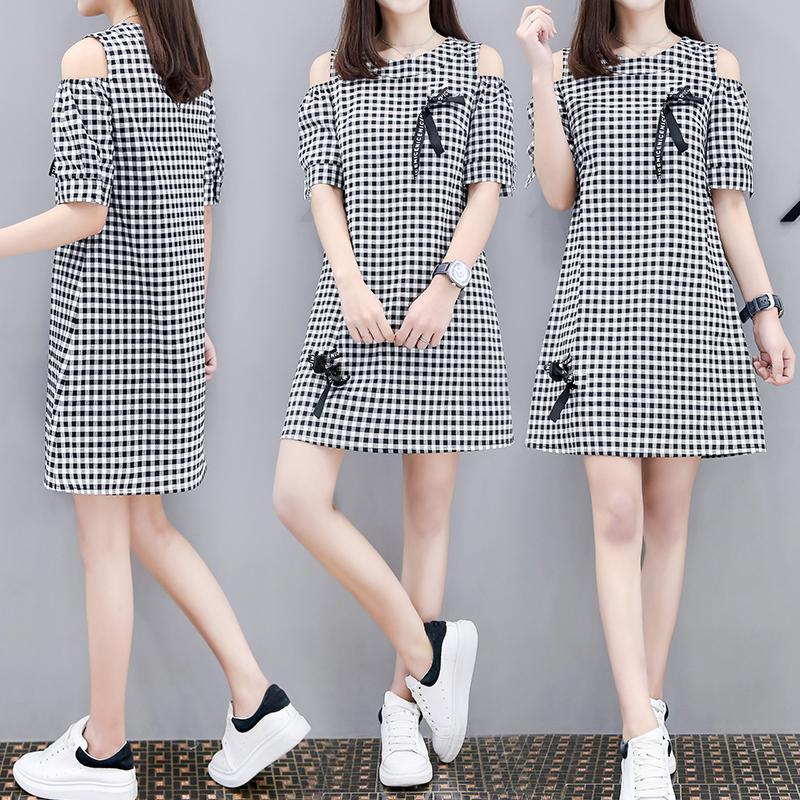 Đầm caro phối nơ dễ thương D10
