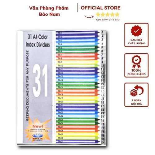 Tập 31 tờ chia file giấy - bìa chia file giấy 31 có đánh số