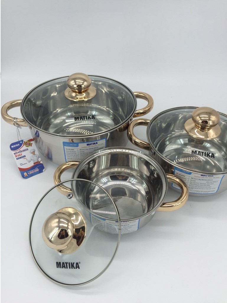 Bộ nồi inox 3 đáy Matika MTK-C3