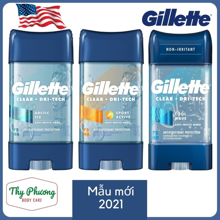Gel khử mùi Gillette 107g (Nhập khẩu từ Mỹ - Gel trong suốt - Khử mùi suốt 48h)