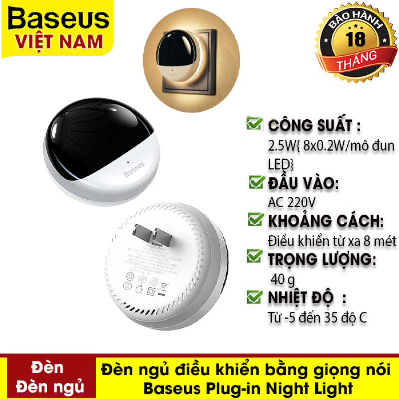 Đèn ngủ điều khiển từ xa bằng giọng nói thông minh Baseus Plug-in Night Light (ACLK-C-01)