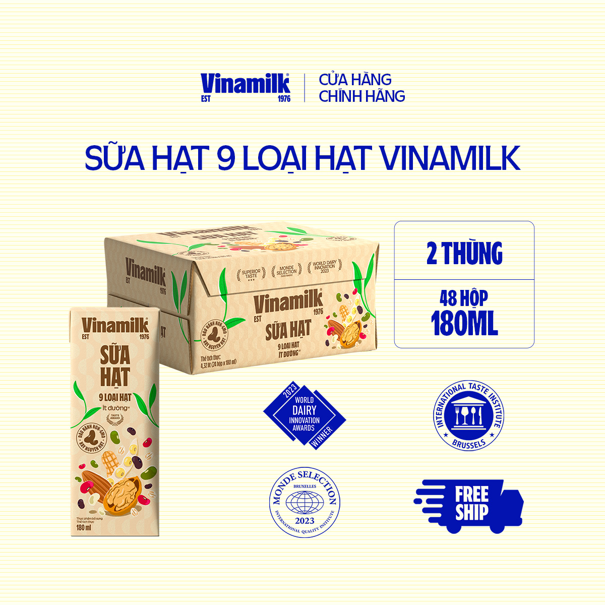 2 Thùng Sữa 9 loại hạt Vinamilk Super Nut 180ml 24 hộp/thùng