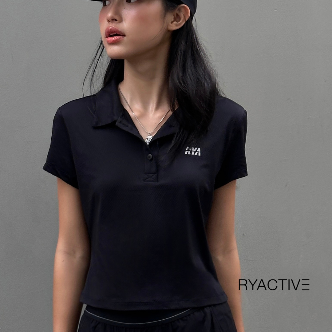Áo thun polo nữ RYACTIVE - TEMPO POLO Black