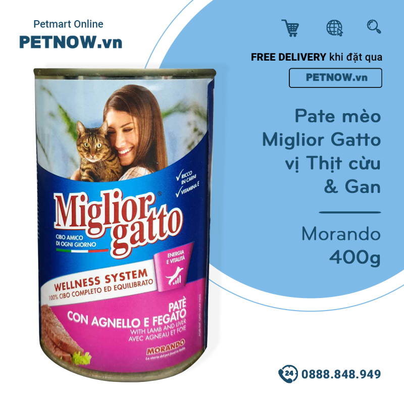 Pate mèo Miglior Gatto vị Thịt cừu & Gan 400g - Morando petnow