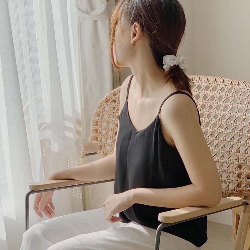 Áo Hai Dây Đũi Lụa- 2s Cổ Tim Form Rộng Nữ YouYou