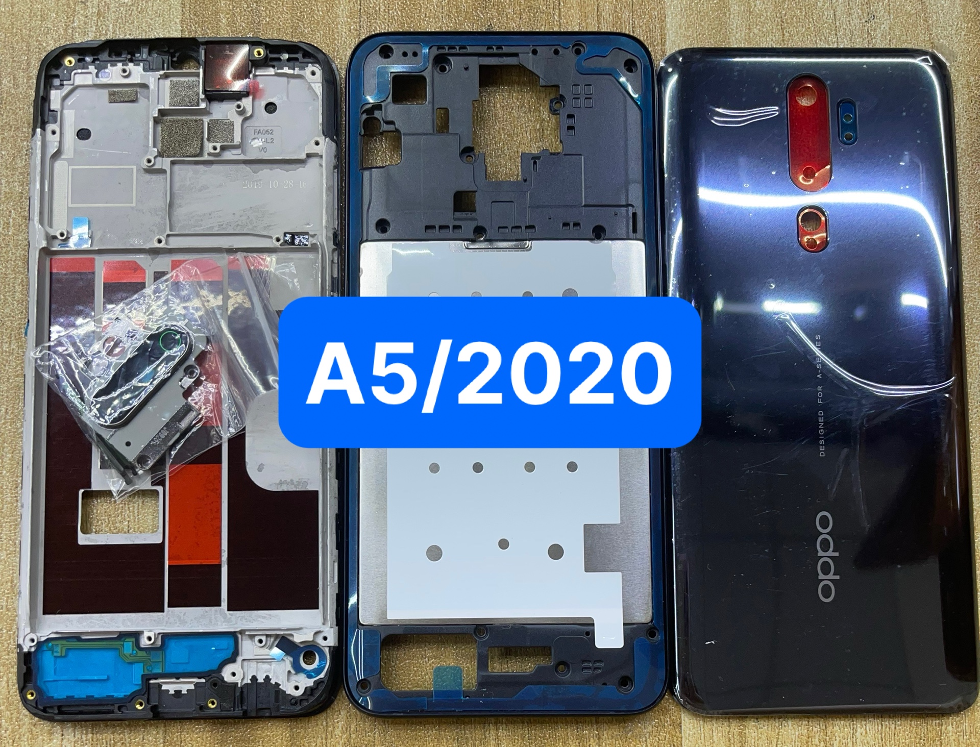 bộ xương vỏ oppo  A5/ 2020 (gồm:kính cam,phím bấm,lưng,sườn)