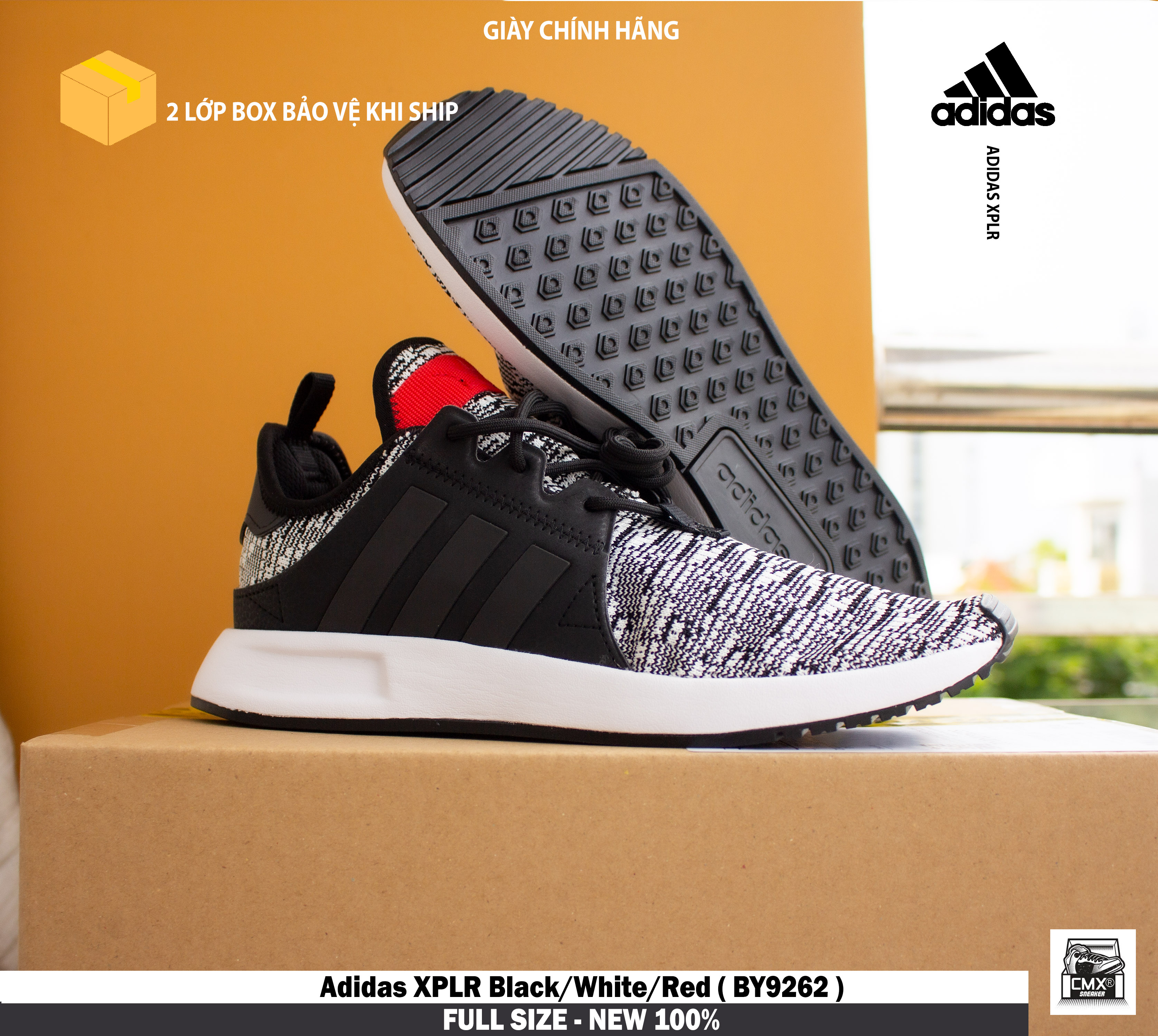 😘 [ HÀNG CHÍNH HÃNG ] Giày Adidas XPLR Black/White/Red ( BY9262 ) - REAL AUTHENTIC 100%