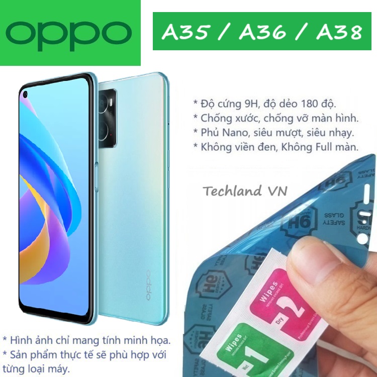 Cường Lực Phủ Nano Oppo A35 / A36 / A38 - Trong Suốt, Không Full Màn, Không Viền Đen
