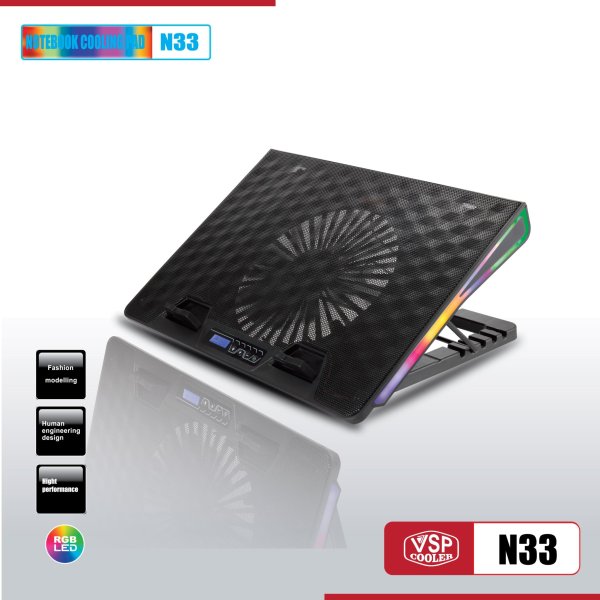 Bảng giá Đế tản nhiệt laptop VSP Cooler N33 hỗ trợ laptop 14inch đến 15inch hãng phân phối Phong Vũ
