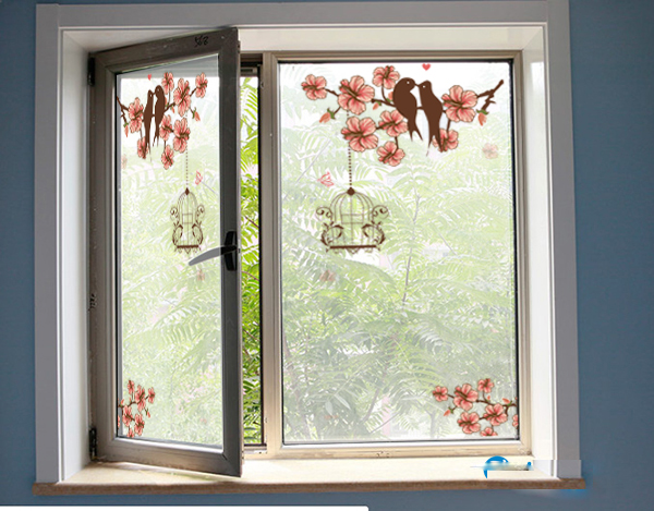Decal dán kính mờ cao cấp - Hoa anh đào 3D(Ngang 60 x cao 1m2)