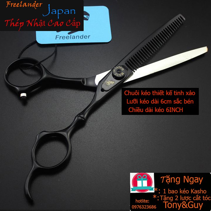 BỘ  KÉO CẮT TÓC NHẬT 6INCH TAY ĐỐT TRÚC FREELANDER VQ1( Mua một bộ kéo được tặng bao da+lọ dầu+khóa kéo+lược)