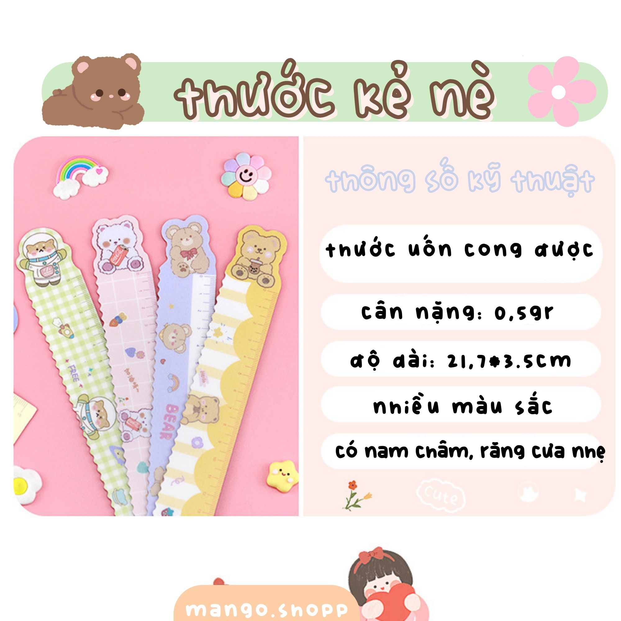 Thước kẻ dẻo có nam châm