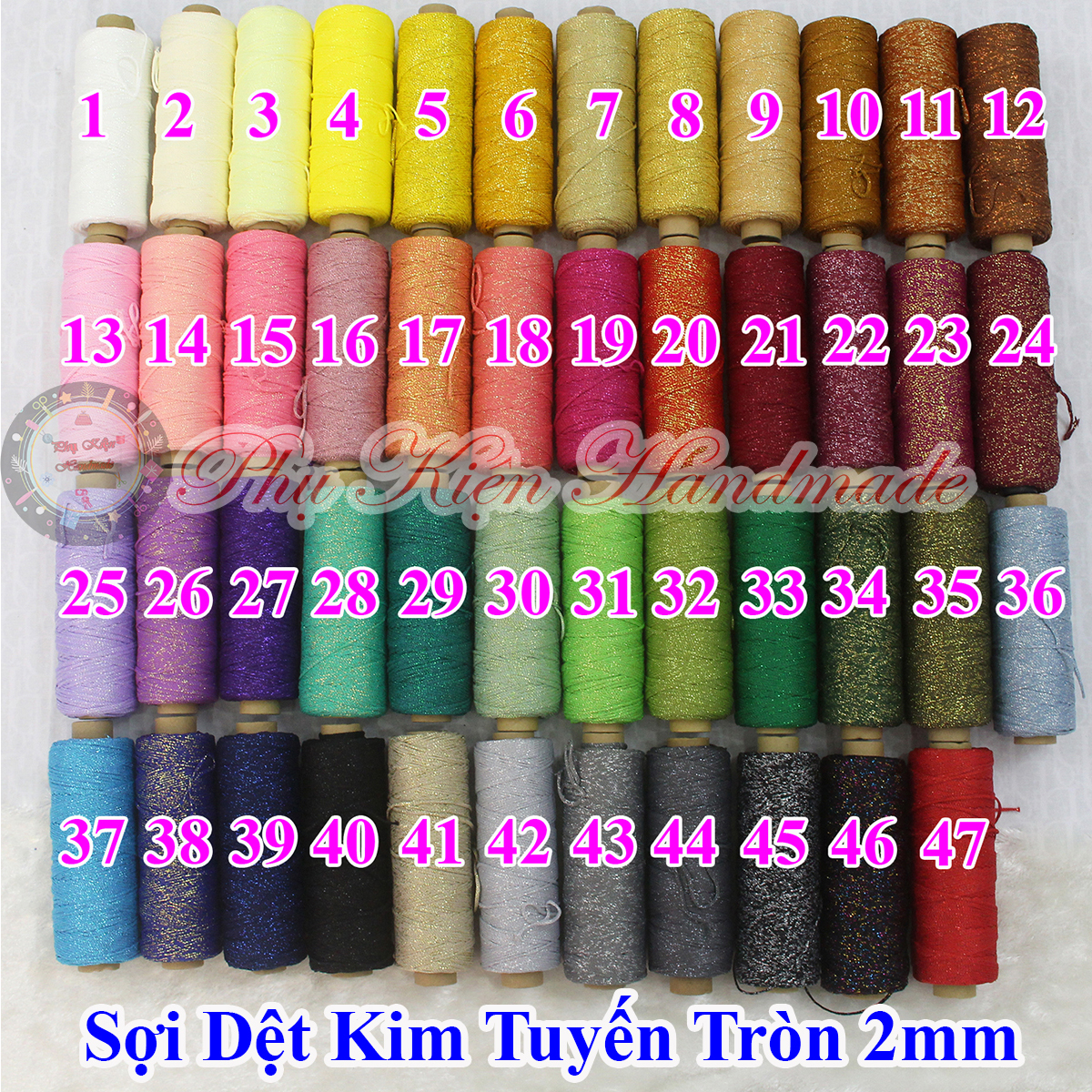 Sợi dệt kim tuyến tròn 2mm (màu 01-49)
