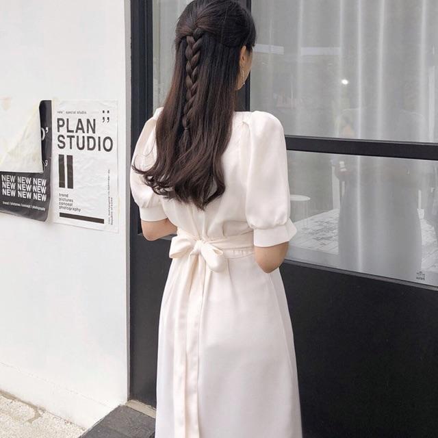 [HCM]Đầm trắng suông dài cổ vuông (kèm hình thật)