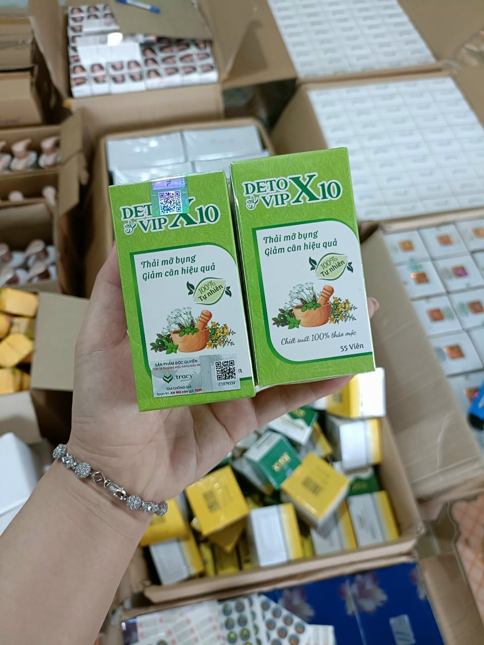 Detox x10 giảm mỡ bụng xổ mỡ ban đêm hộp 55 viên