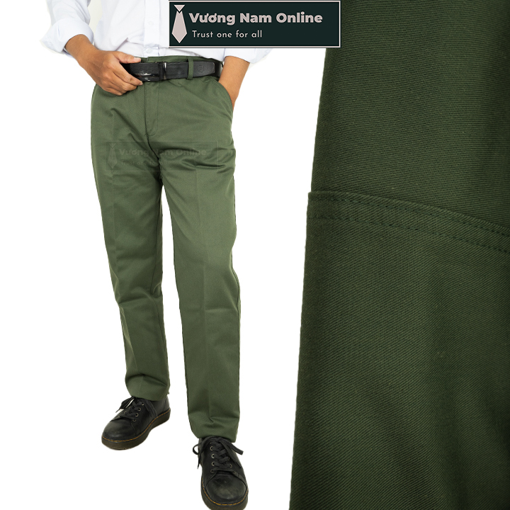 Quần kaki nam trung niên đẹp ống suông cao cấp vải dày form chuẩn