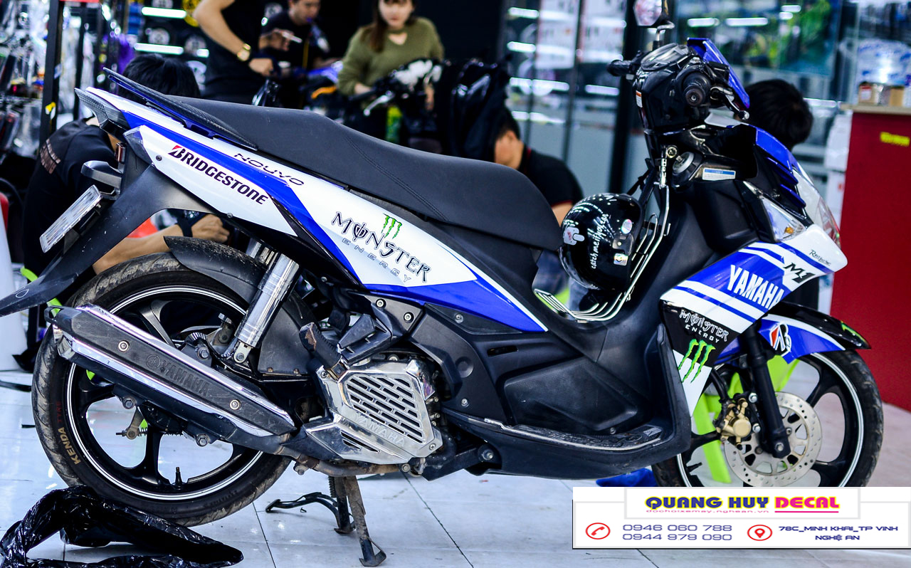 Tem trùm Nouvo SX xanh trắng monster - Độ dán team trùm decal xe máy Nouvo SX xanh trắng monster - Team trùm decal xe máy Nouvo rẻ đẹp và chất