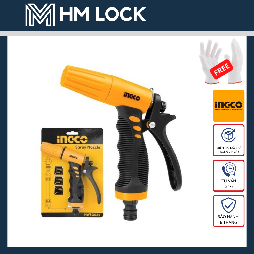 Vòi xịt đa năng tưới cây ingco 3 tia - hàng chính hãng - hwsg032 - hm lock