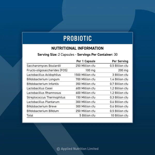 Men vi sinh 10 chủng Advanced Probiotic Applied Nutrition bổ sung 10 tỷ lợi khuẩn 60 viên