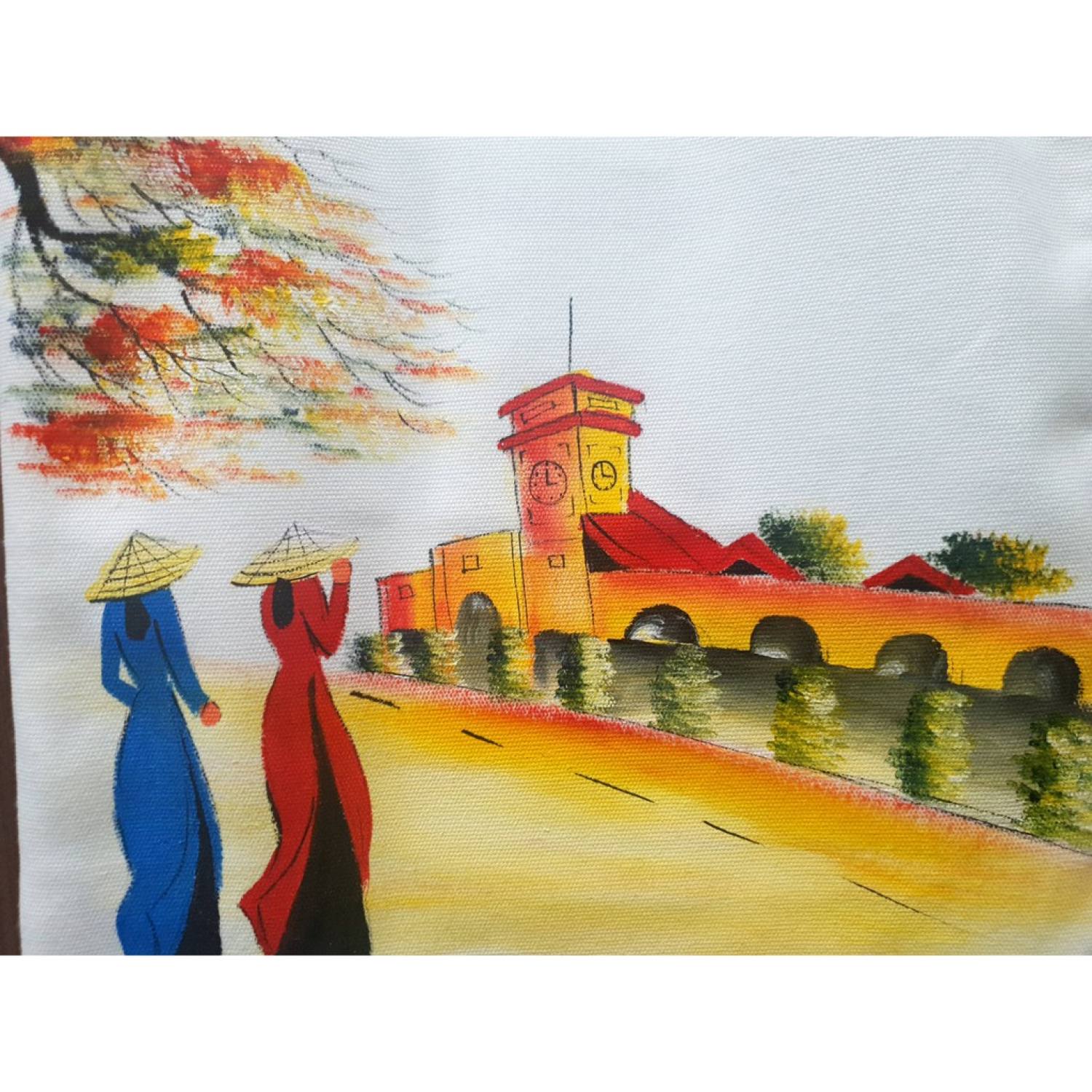 Túi Canvas vẽ cảnh (34cm x 36cm + quai 26cm)