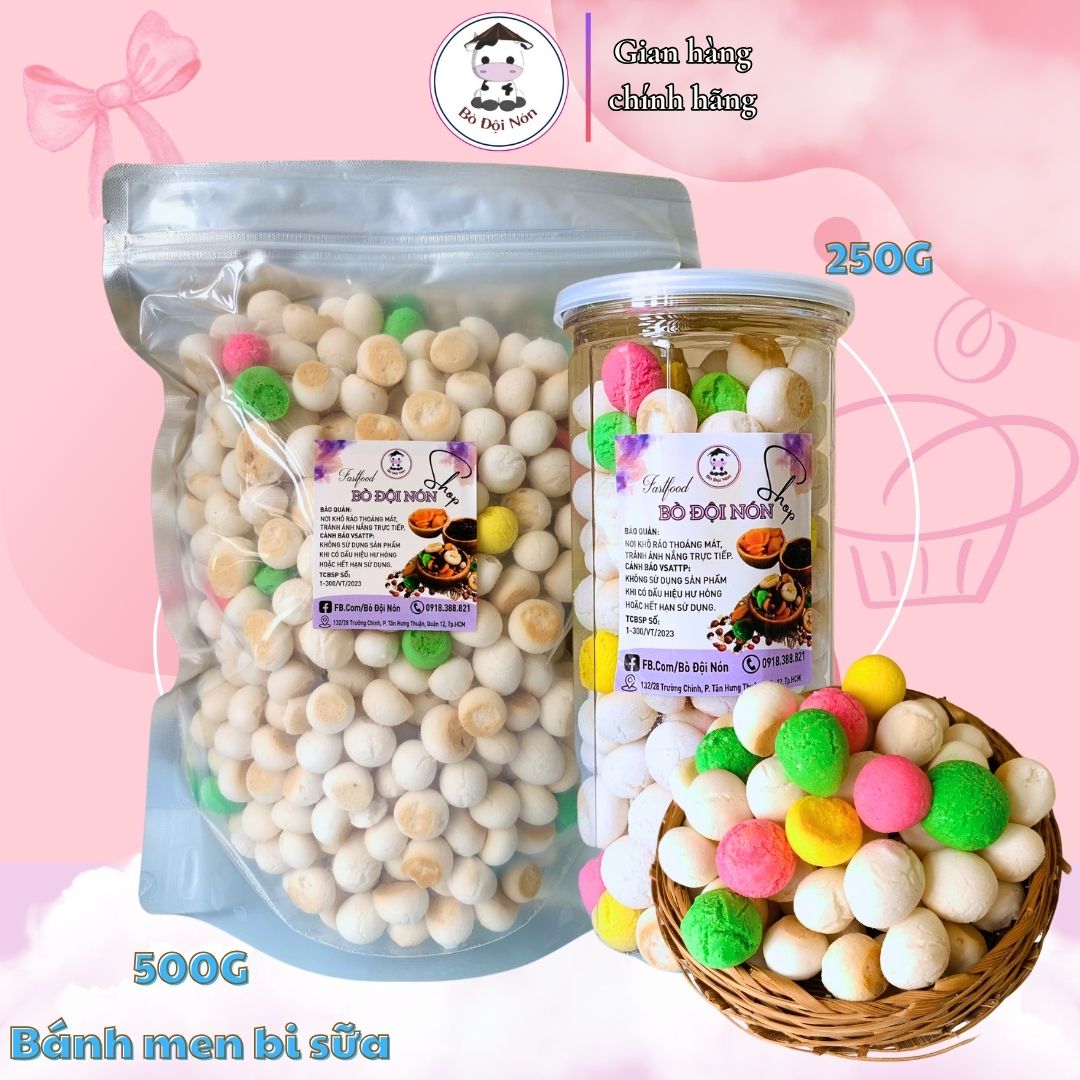 Bánh Men Bi Sữa (Bi Tròn) 200g/500g Bò Đội Nón