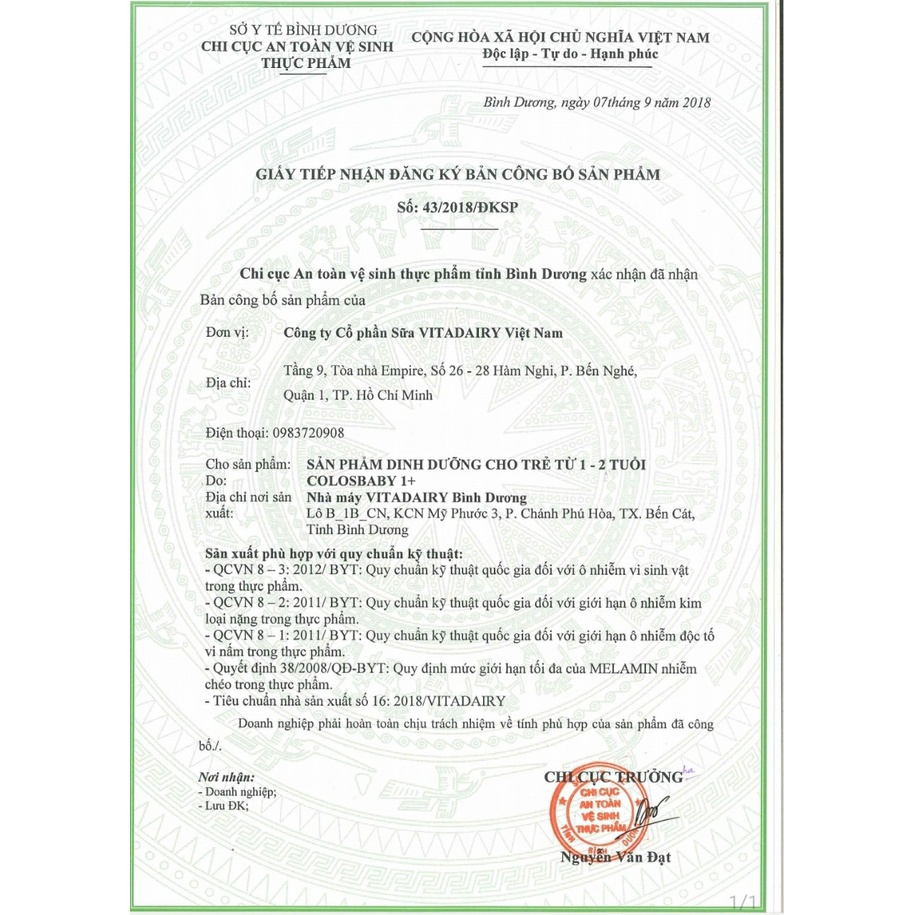 Sữa Bột Vita Oggi 1+ 800gr