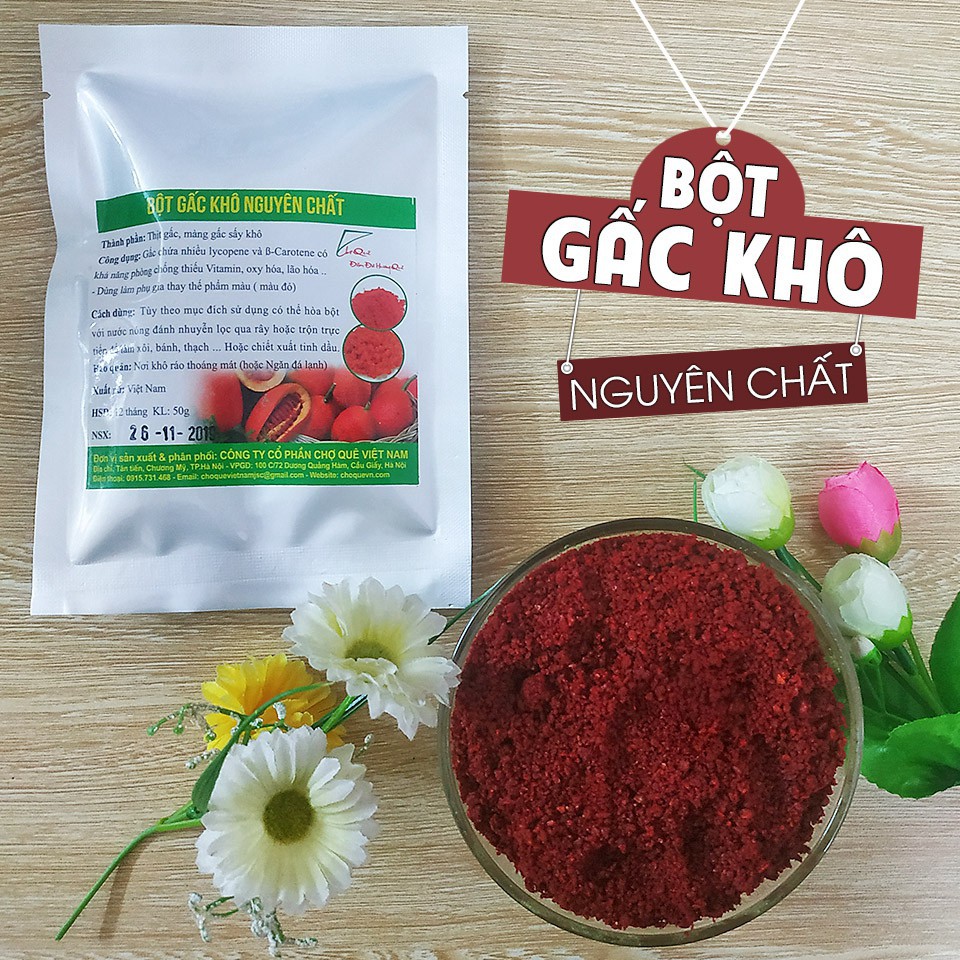 Bột màu tự nhiên gói 50gtạo màu đỏ bột gấc khô