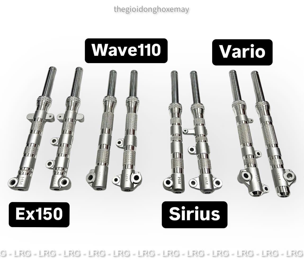 Phuộc Trước, Giảm Xóc Trước Phay Thái HM Màu Bạc Ex150 - Ex155, Sirius, Vario, Wave S110 Size Hạ 3 Phân