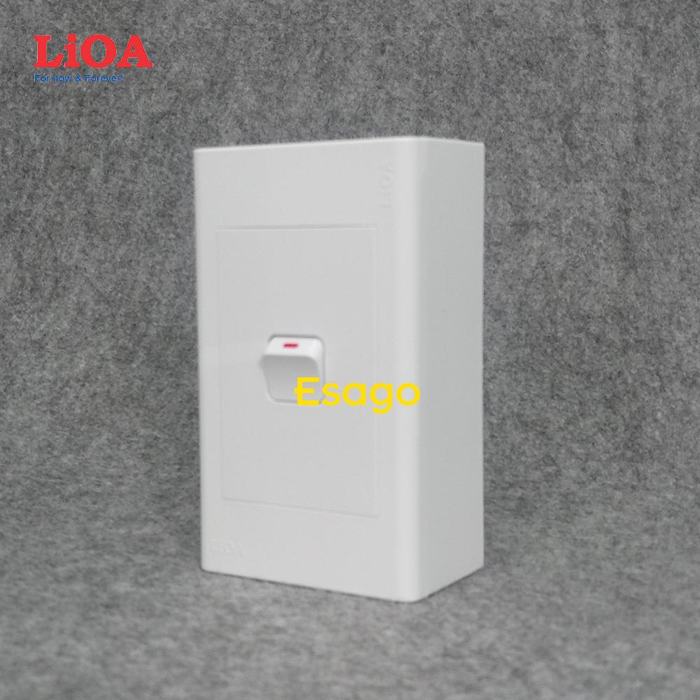 Combo 1 công tắc điện 1 chiều + mặt lỗ vuông LiOA - Lắp nổi