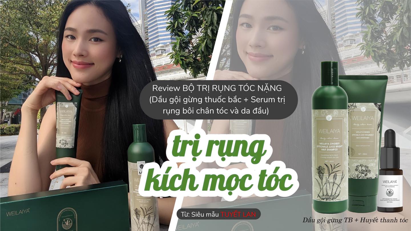 Cặp dầu gội xả gừng trắng kích mọc tóc Weilaiya Ginger (kèm set gội xả mini 14g)