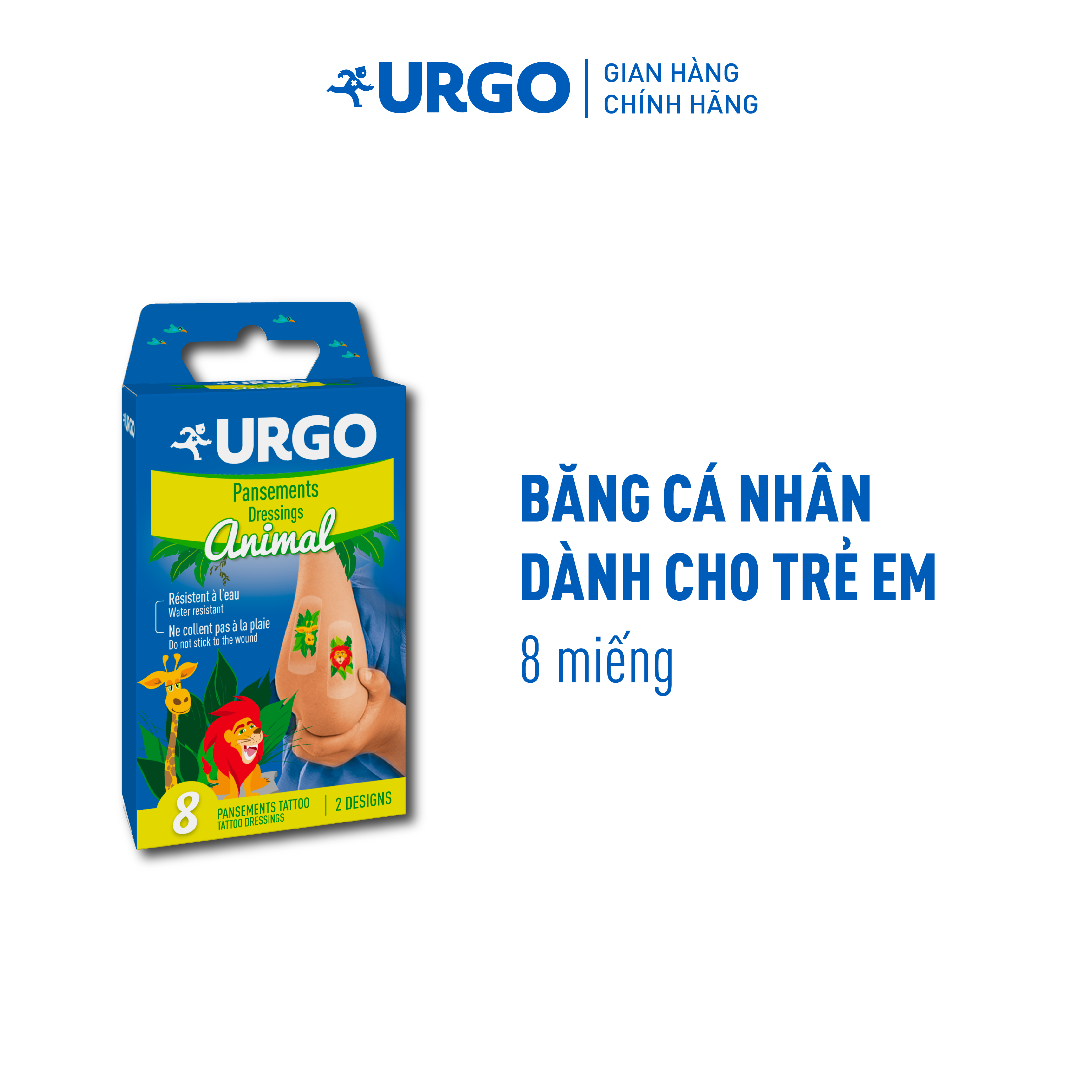 Băng cá nhân Urgo Tattoo Dressing dành cho trẻ em (Hộp 8 miếng)