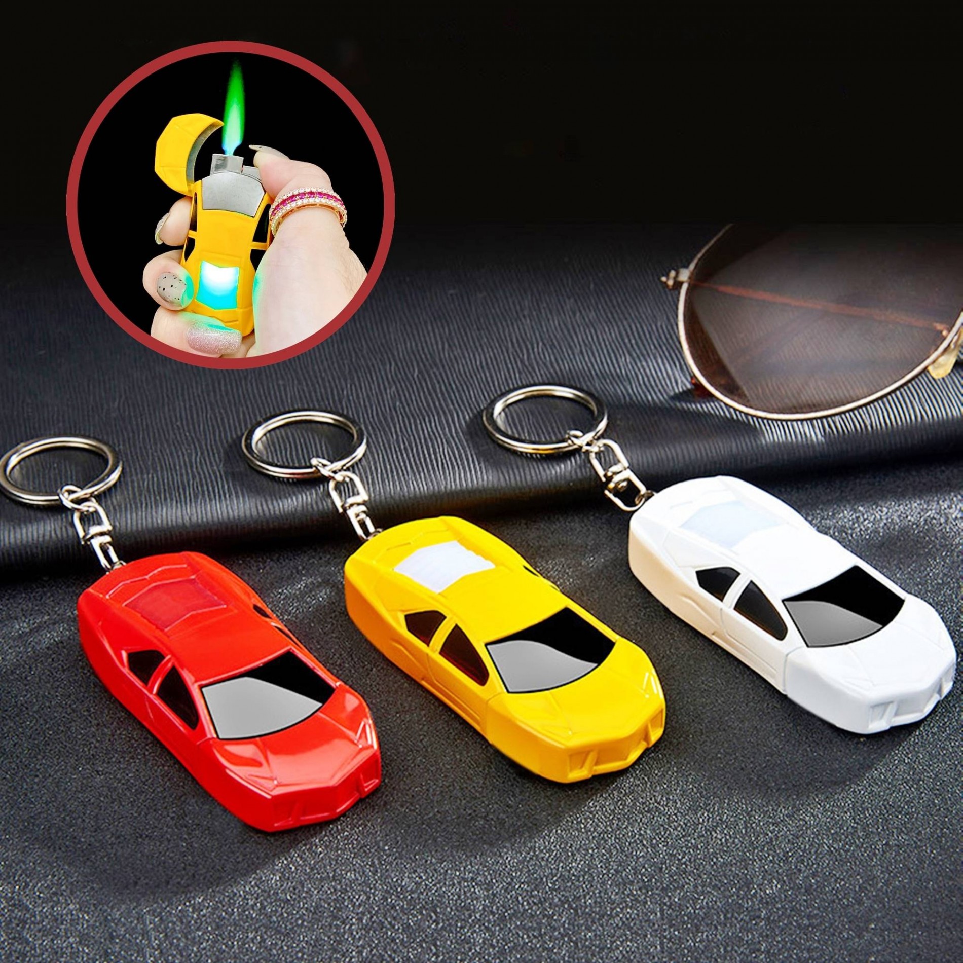 BẬT LỬA KHÈ - MÓC KHÓA HÌNH CHIẾC XE HƠI (CÓ ĐÈN) - (XÀI GAS)