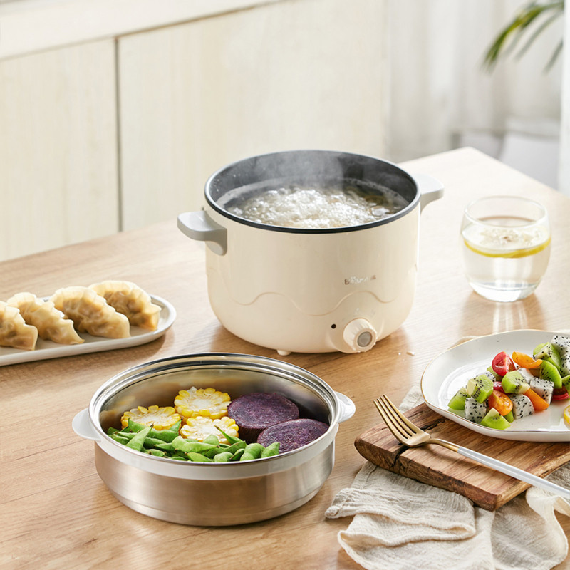 Giá bán Nồi đun chống dính điện Nồi chống dính có nồi hấp đa chức năng Nồi tập thể 2.5L nồi đun sôi điện