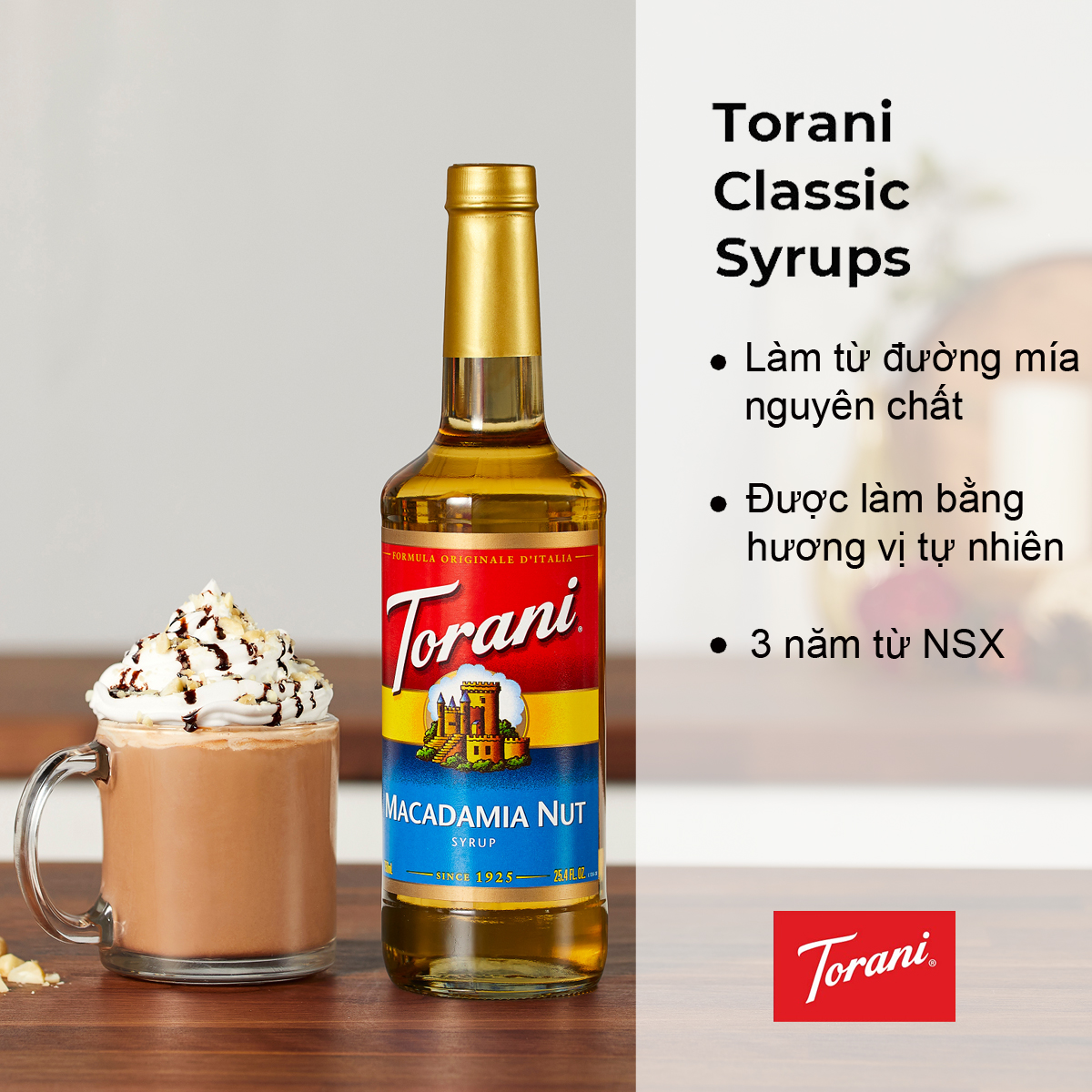Torani Classic Siro Pha Chế Vị Mắc ca Macadamia Nut Syrup 750ml Mỹ