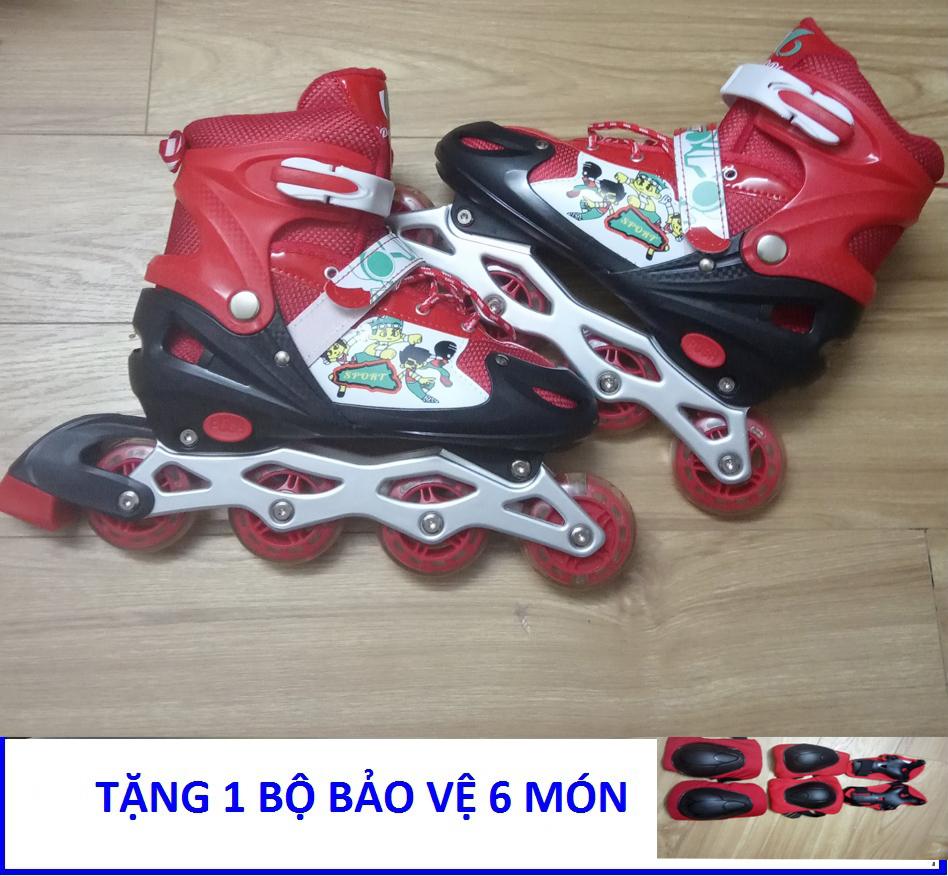Mua Giầy Patin có đèn LED Sport 2019 chỉnh được size đa năng, Tặng bộ bảo vệ chân tay