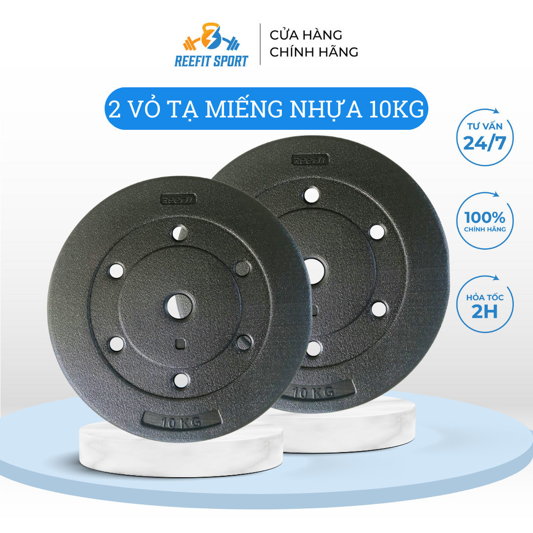 Bộ 2 vỏ tạ miếng tạ bánh nhựa tạ đĩa Reefit 10kg không ruột