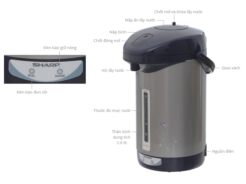 Bình thủy điện Sharp KP-30STV 2.9 lít