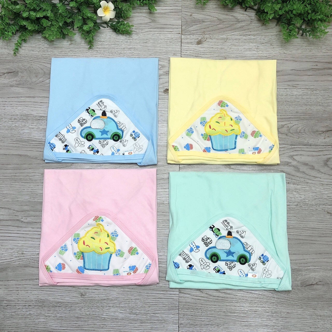 Ủ kén cotton có mũ cho bé siêu yêu