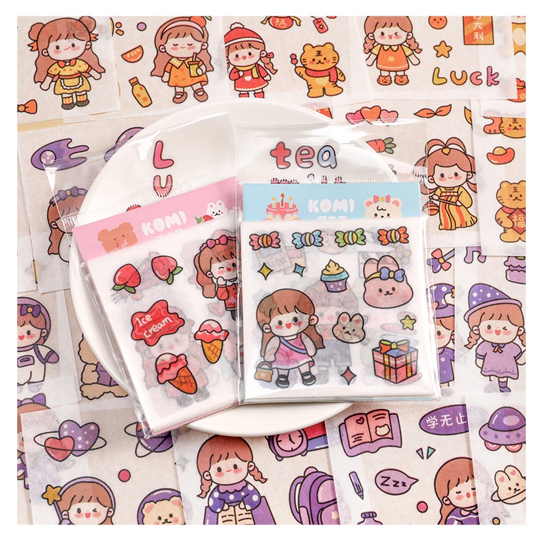 Set 12 miếng dán sticker trang trí đồ dùng hình cô gái siêu cute MIM SCOBE12