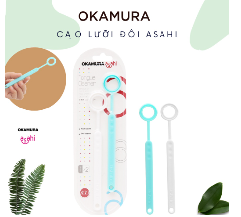 Okamura - Dụng cụ cạo lưỡi Asahi (Vỉ 2 cây)