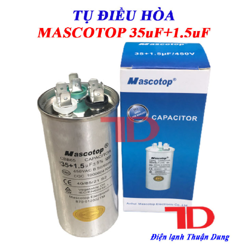 Tụ điều hòa MASCOTOP 35uF+1.5uF, CAPA quạt đuôi nóng, CAPACITOR MASCOTOP