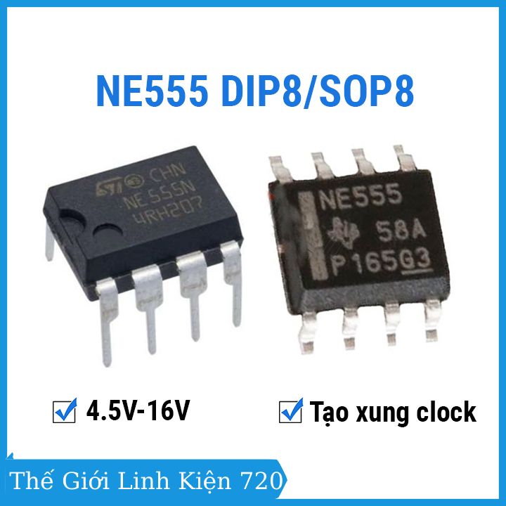 NE555 SOP8 / DIP8 - ic tạo xung dao động