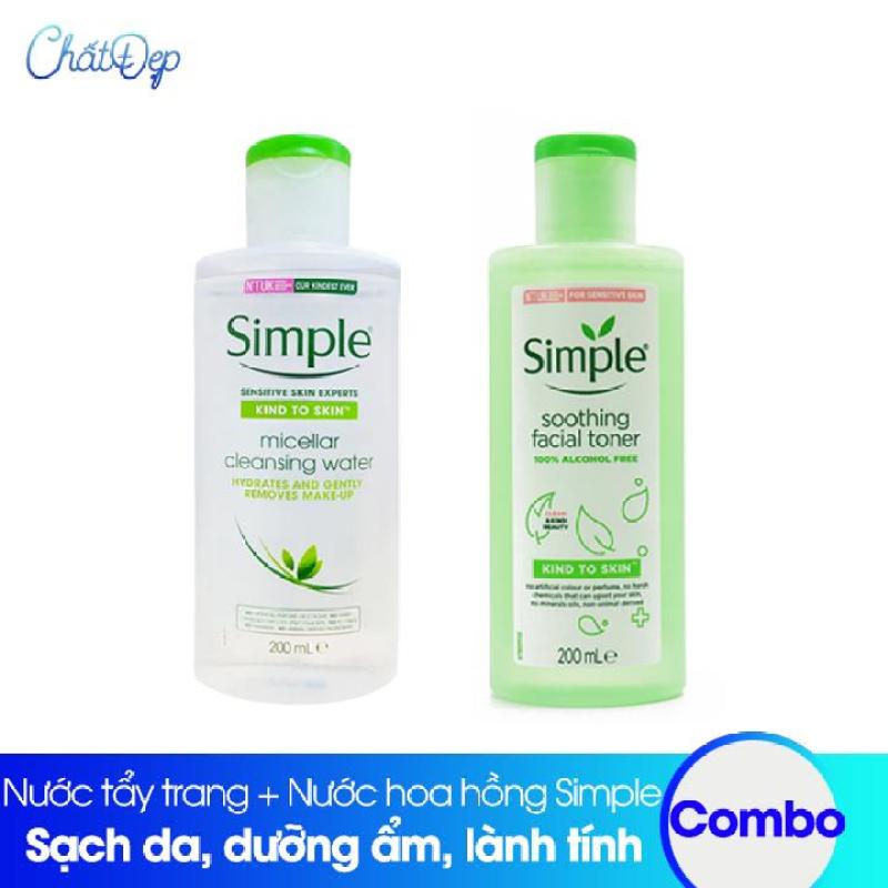 Combo Nước tẩy trang Simple và Nước hoa hồng Simple 200ml