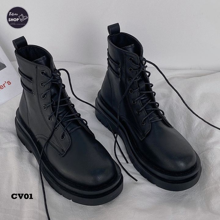 [Hàng Sẵn] [Ảnh Thật] [Freeship] Giày Bốt Nữ Cổ Vừa 13cm Đế 4cm - CV01