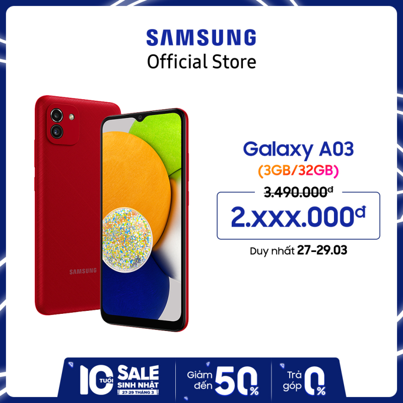 Điện thoại Samsung Galaxy A03 (32GB) - Hàng chính hãng - Bảo hành điện tử 12 tháng