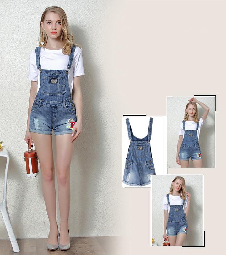 [HCM]Quần Yếm Jean Nữ Wash Rách Thời Trang