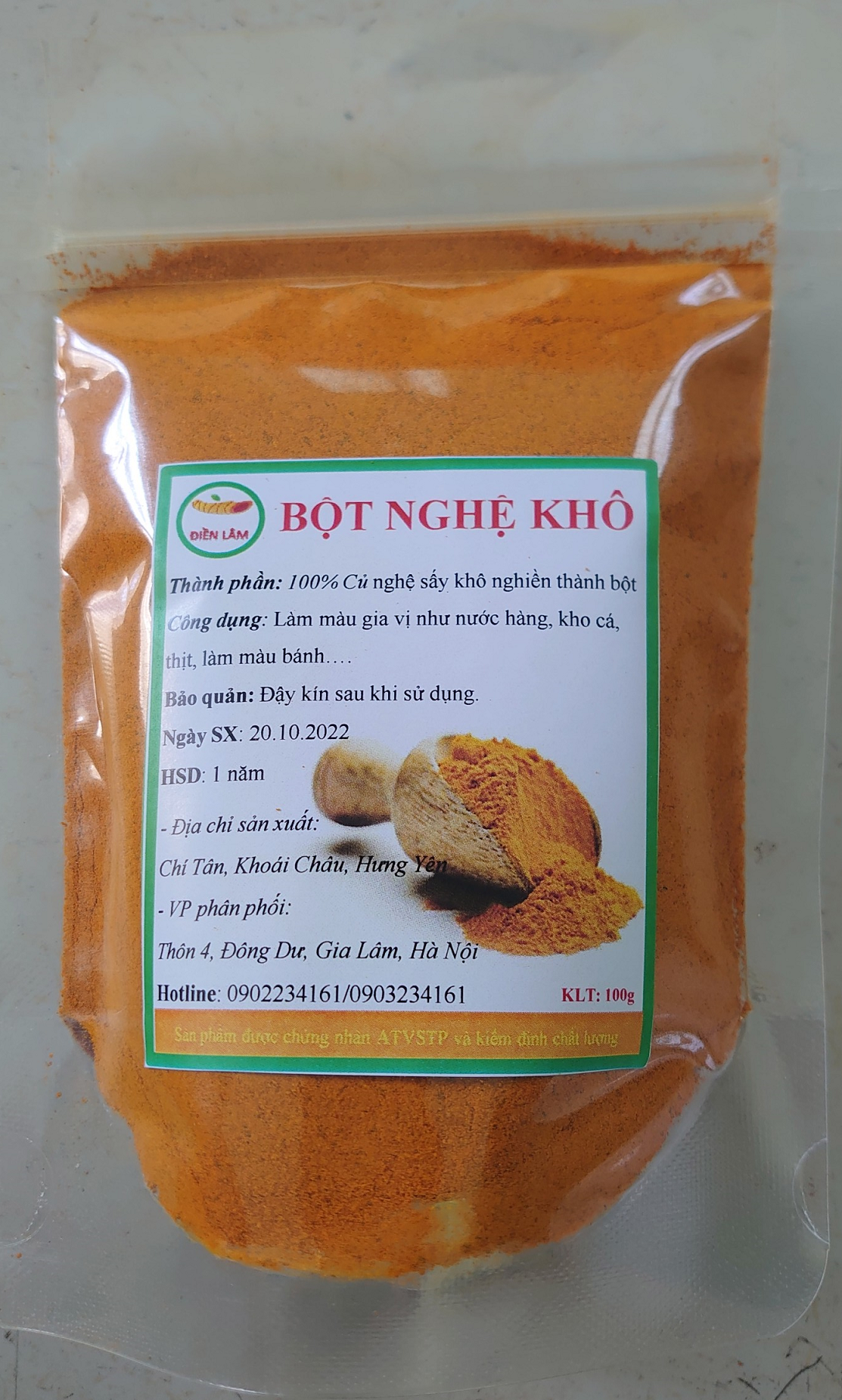 Bột nghệ thực phẩm (100g/ túi) _ Dùng cho chế biến các món ăn
