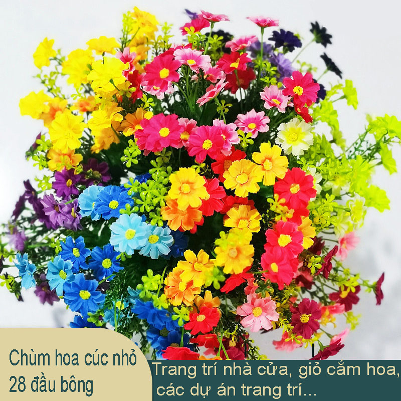 Cành hoa cúc nhỏ VI015, hoa lụa, hoa giả trang trí