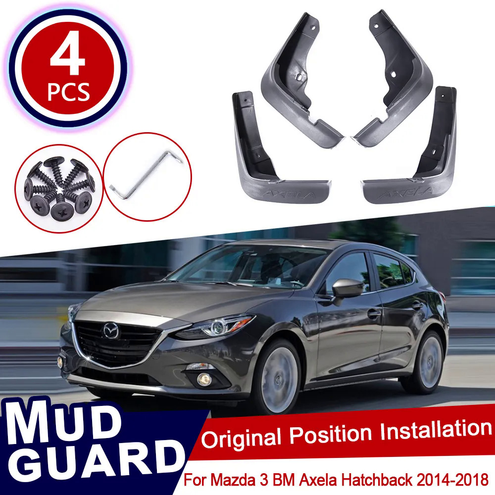 4 cái thiết lập cho mazda 3 bm axela hatchback 2014 ~ 2018 xe bùn nắp phía trước phía sau chắn bùn giật gân bảo vệ fender chắn bùn 2015 2016 2017